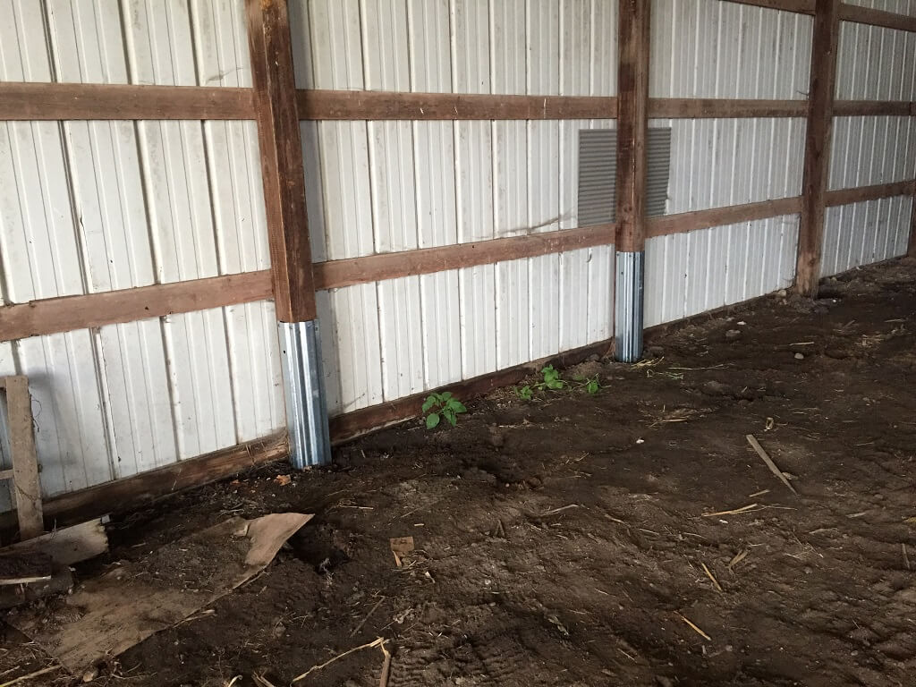 multiple wood columns repaired from rot