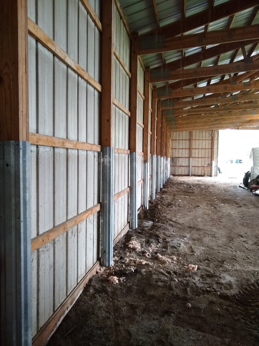 Looking at the inside frame of a structure after pole barn repair in Pennsylvania