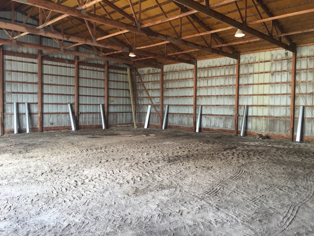 A large pole barn needing rotted post repair in Pennsylvania